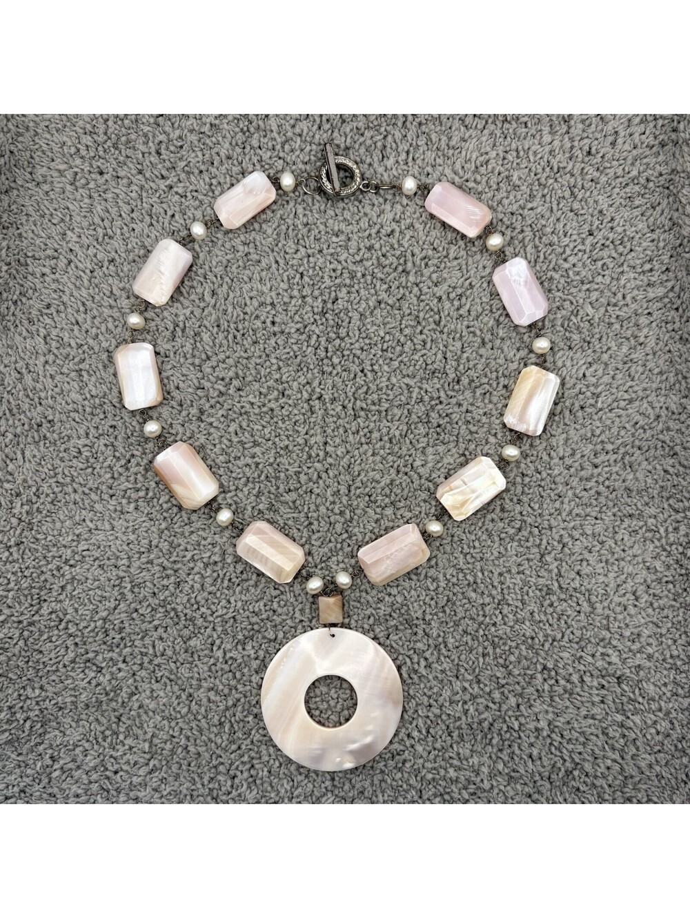 Vintage Lucas Lameth LUC 925 Sterling Silver Mother of Pearl Necklace
